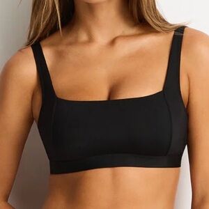 Sea Level Australia Underwire Bikini Top Black Size 6 NWT Eco Square Neck